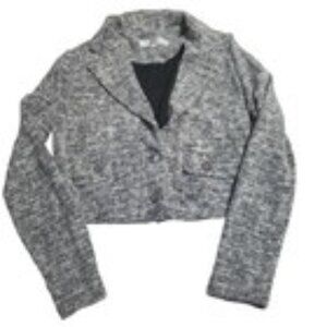 Madden NYC Blazer Womens Small Gray Black Cropped